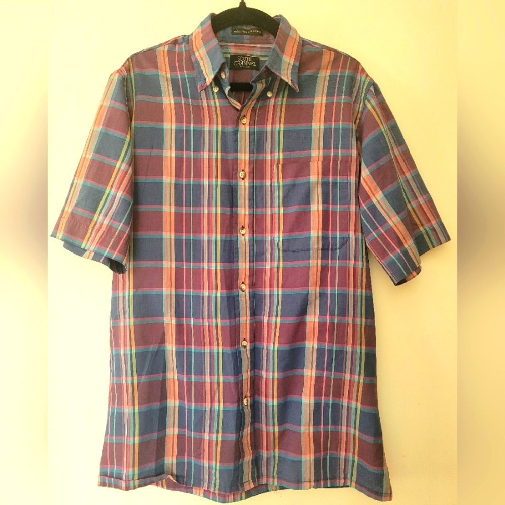 Vintage Mens Plaid Button Down Size Small